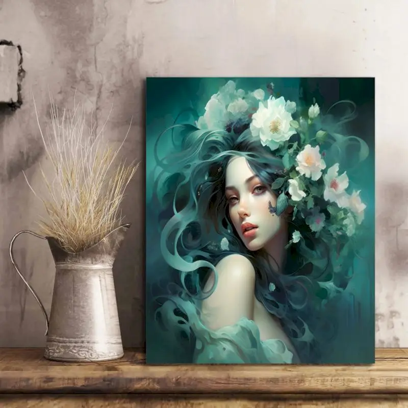 PhotoCustom Paisagem Pintura Por Números Kits Flor Menina Colorir Por Números Para Adultos Decoração Para Casa