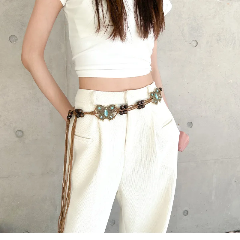 

WW butterfly waist chain hand-woven dress accessories ethnic style leisure vacation style waist rope