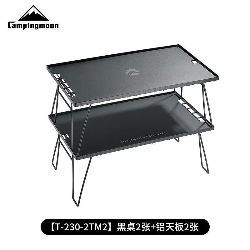 Coman-230-2TM2 Double-Layer Overlapping Iron Storage Rack Outdoor Camping Portable Folding Table