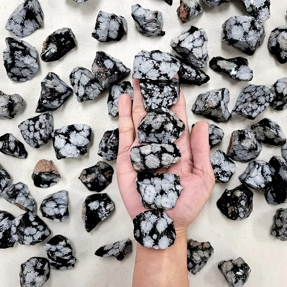 Natural Snowflake Obsidian Crystal Raw Stone Decoration Collection Interior & Yard Decoration Best Holiday Gift