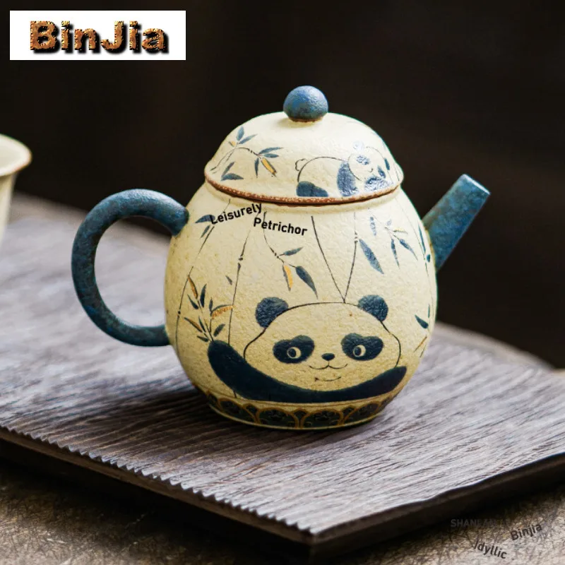 

130ml Hand Painted Panda Teapot Traditional Tea Infuser Pot Tea Soaking Kettle With Strainer Tea Items Accessories Decoration