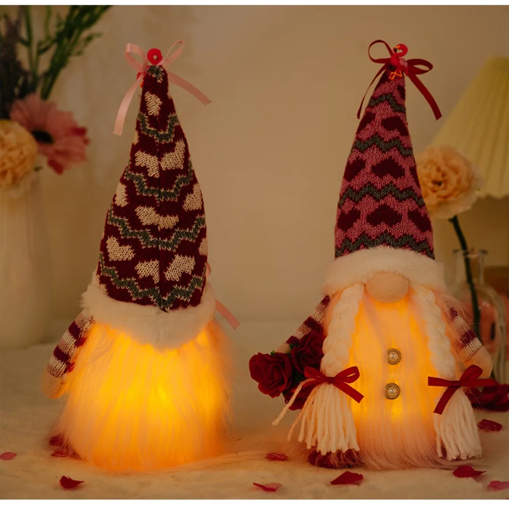 Handmade Craft Valentine's Day Dwarfs Faceless Doll Reusable Sequin Glowing Gnome Plush Doll Soft Plush Hat