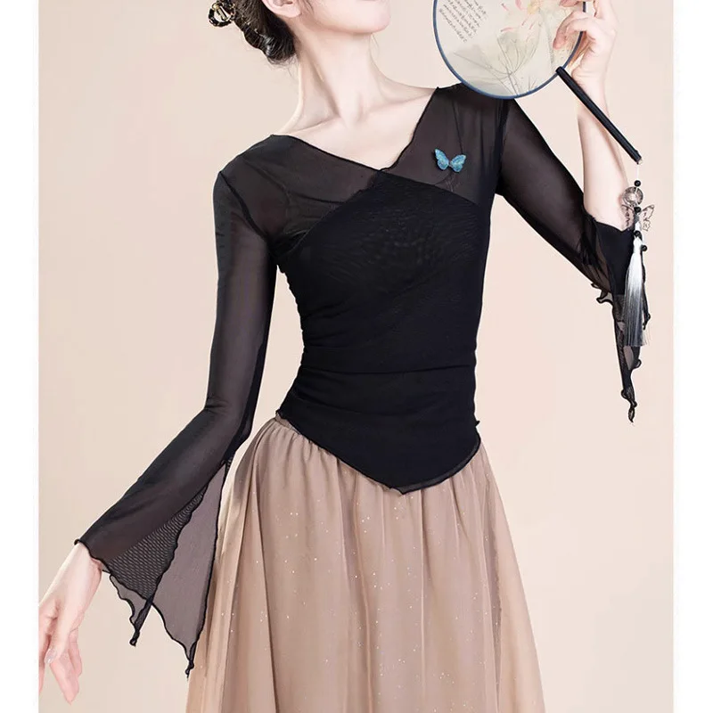 

Classical dance clothes, body rhyme, butterfly gauze clothes, art test body clothes, practice, tops, adult women