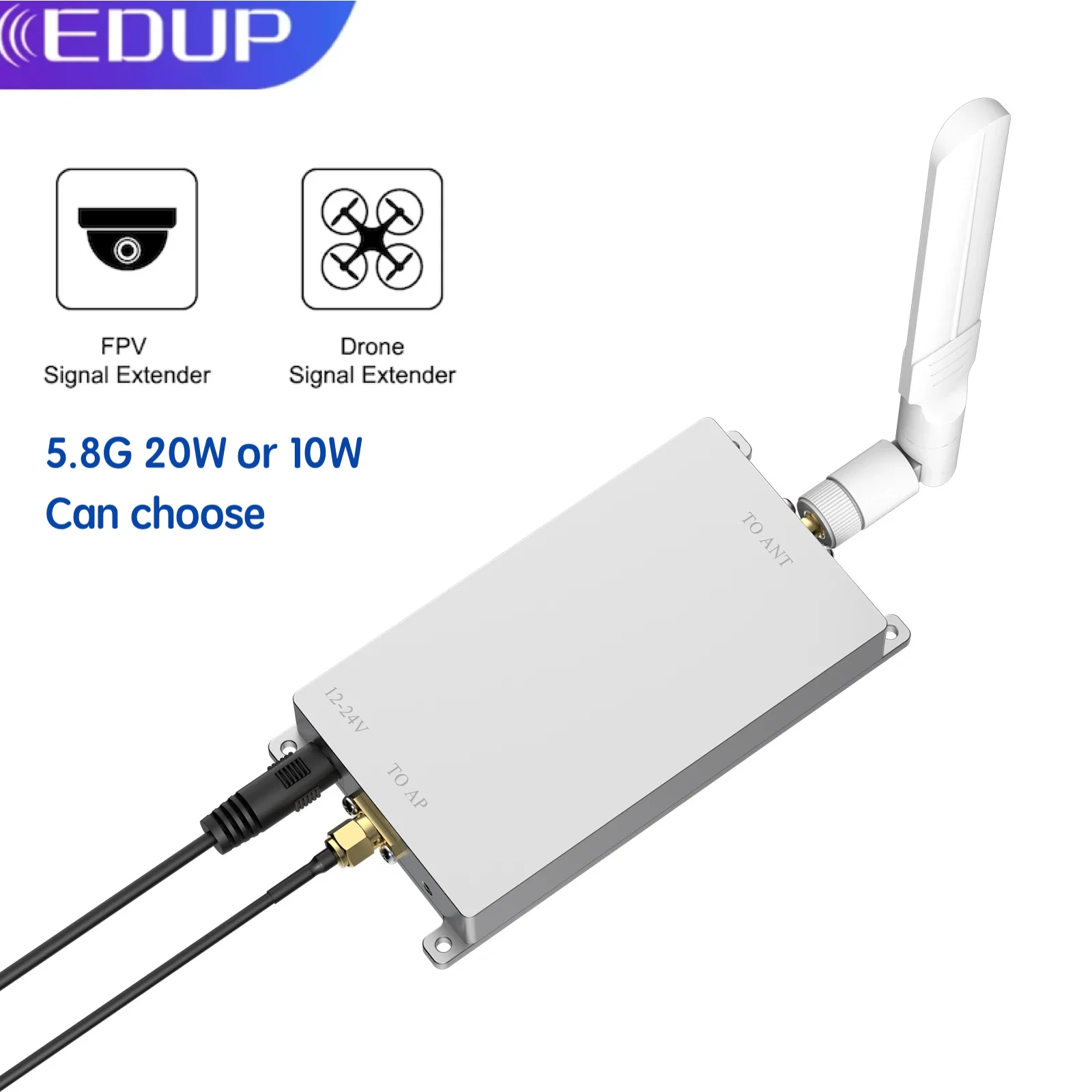 Edup-reforço wifi bidirecional 20w/10w, 5.8 ghz, amplificador de sinal sem fio, extensor de alcance uav