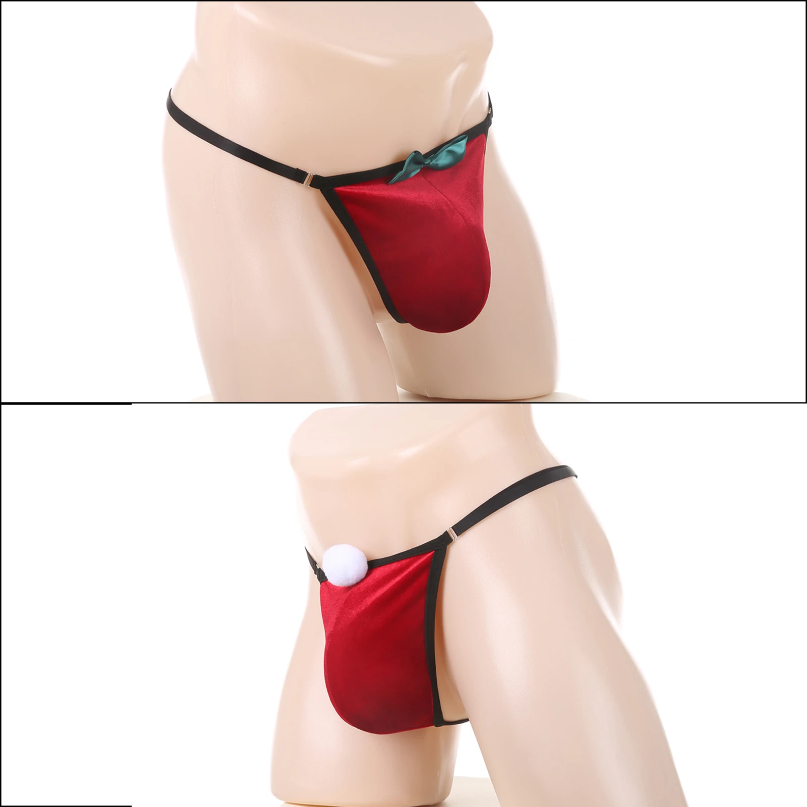 

Men's Sexy Christmas Hip-baring Thong G-String T-Back Jockstrap Red Xmas Lingerie Gay Erotic Panties Fetish Sissy Bikini