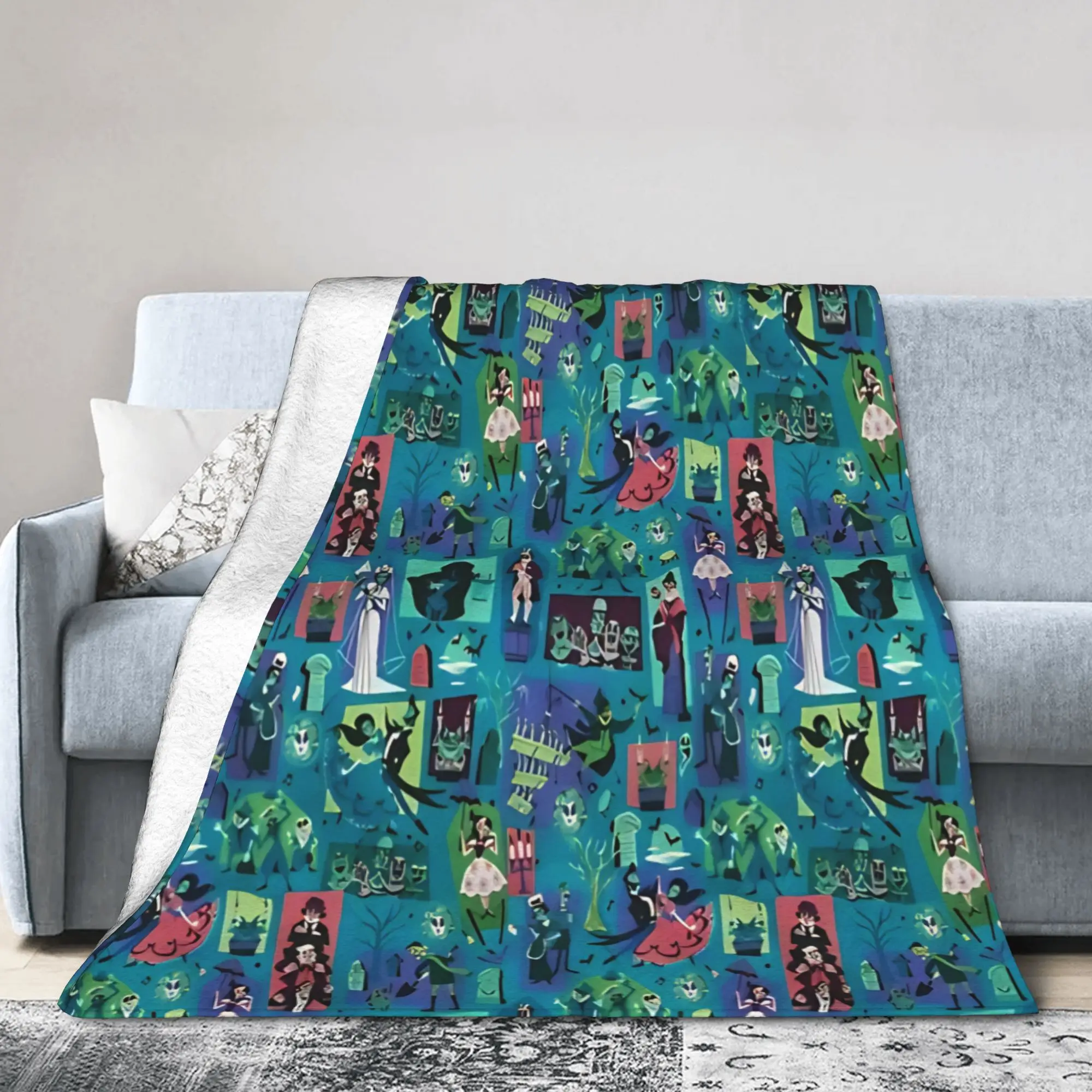 Super Warm Blankets Travel Office Haunted Mansion Horror Movie Throw Blanket Flannel Bedspread For Couch Chair Sofa Bed Cover