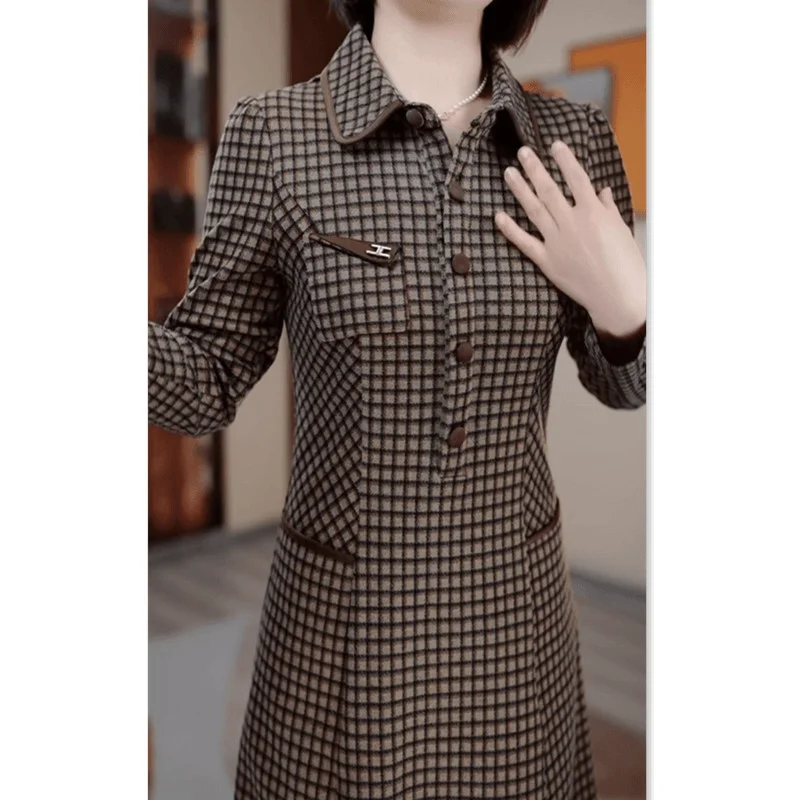 Design Sense New Chinese Style Dress for Spring and Autumn High-end Slim Loose Mid Length Minimalist Casual Long Sleeves Dresses