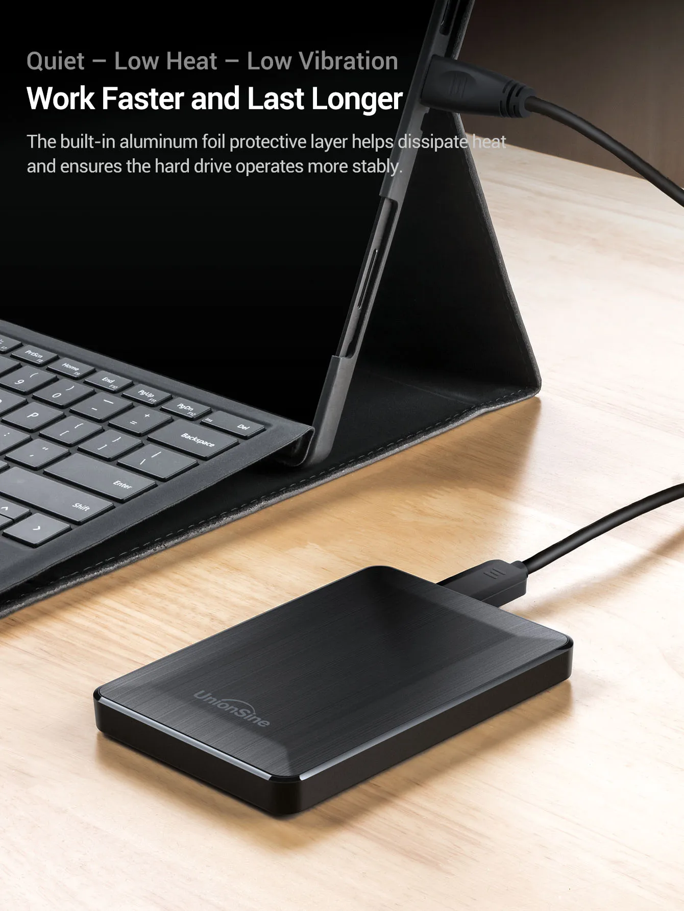 UnionSine قرص صلب خارجي 1 تيرابايت USB 3.0 محمول عالي السرعة، نسخ احتياطي سريع وموثوق، سهل الاستخدام، بلايستيشن 5 سليم 1 تيرابايت، متوافق مع الحاسوب، اللابتوب، ماك، بلايستيشن 4، إكس بوكس، والتلفاز الذكي