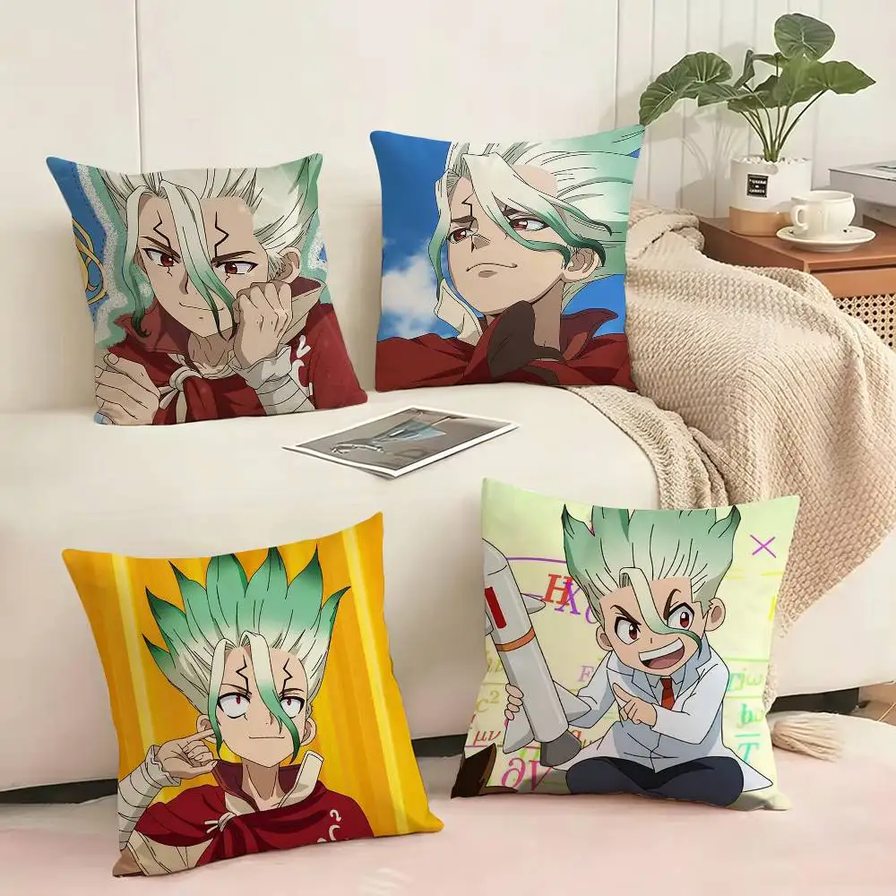 Cartoon Role S-Senku I-Ishigami  Square Double-Sided printed Pillow Case Bedroom Bedside Pillow Sofa Cushion Cover Gift