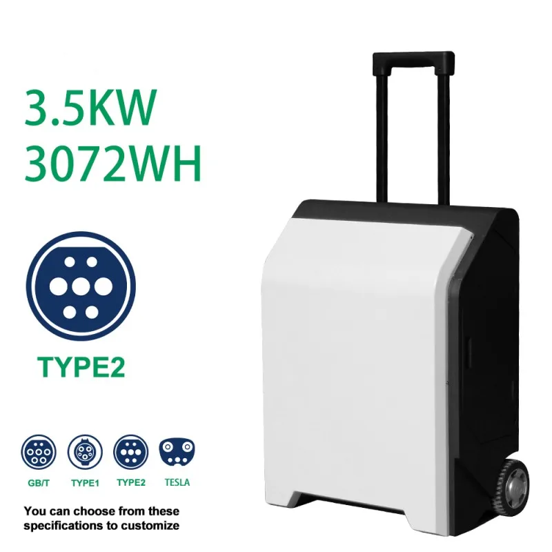 New Condition Emergency Power Bank 3.6kwh Battery Storage 4kw Portable EV Charger Solar Panel Input Type 2 GBT EV Charger