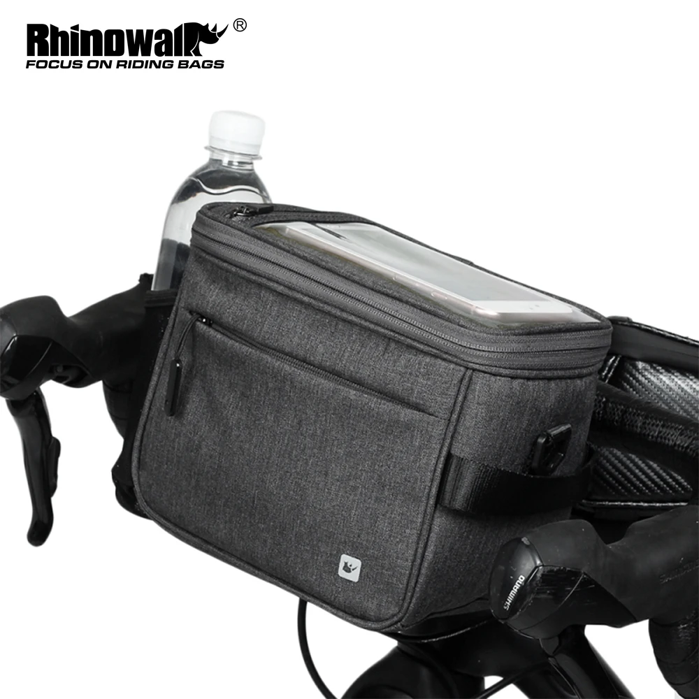 Rhinowalk Bike Cooler Handlebar Bag Insulation Multifunction Bicycle Front Tube Bag with Touch Screen Shoulder Strap Raincover