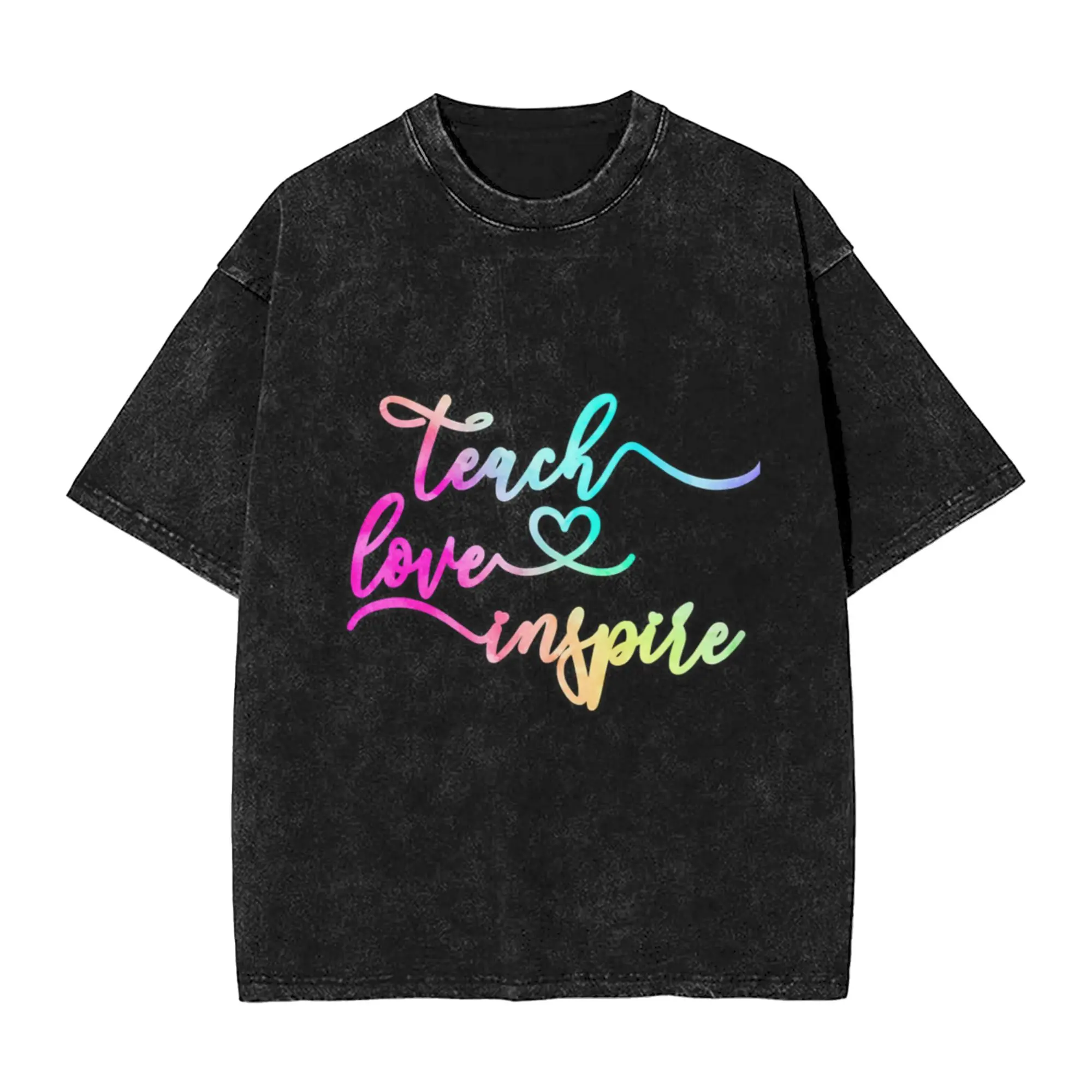 Teach Love Inspire Perfect gift for teacher appreciation week  A Washed T Shirt Men's Women's Oversized Cotton Tees Tops