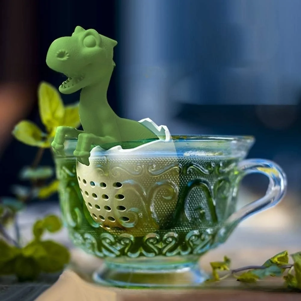 Silicone Tea Strainer 1pc Reusable Dinosaur Shaped Silicone Tea Infuser Animal Tea Bag Herbal Spice Diffuser Strainer VIE LENTE