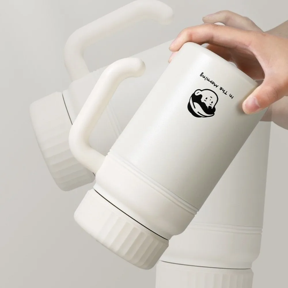 Garrafa de água de aço inoxidável de grande capacidade elegante com alça copo isolado 1000 ml garrafa térmica portátil à prova de vazamento viagem