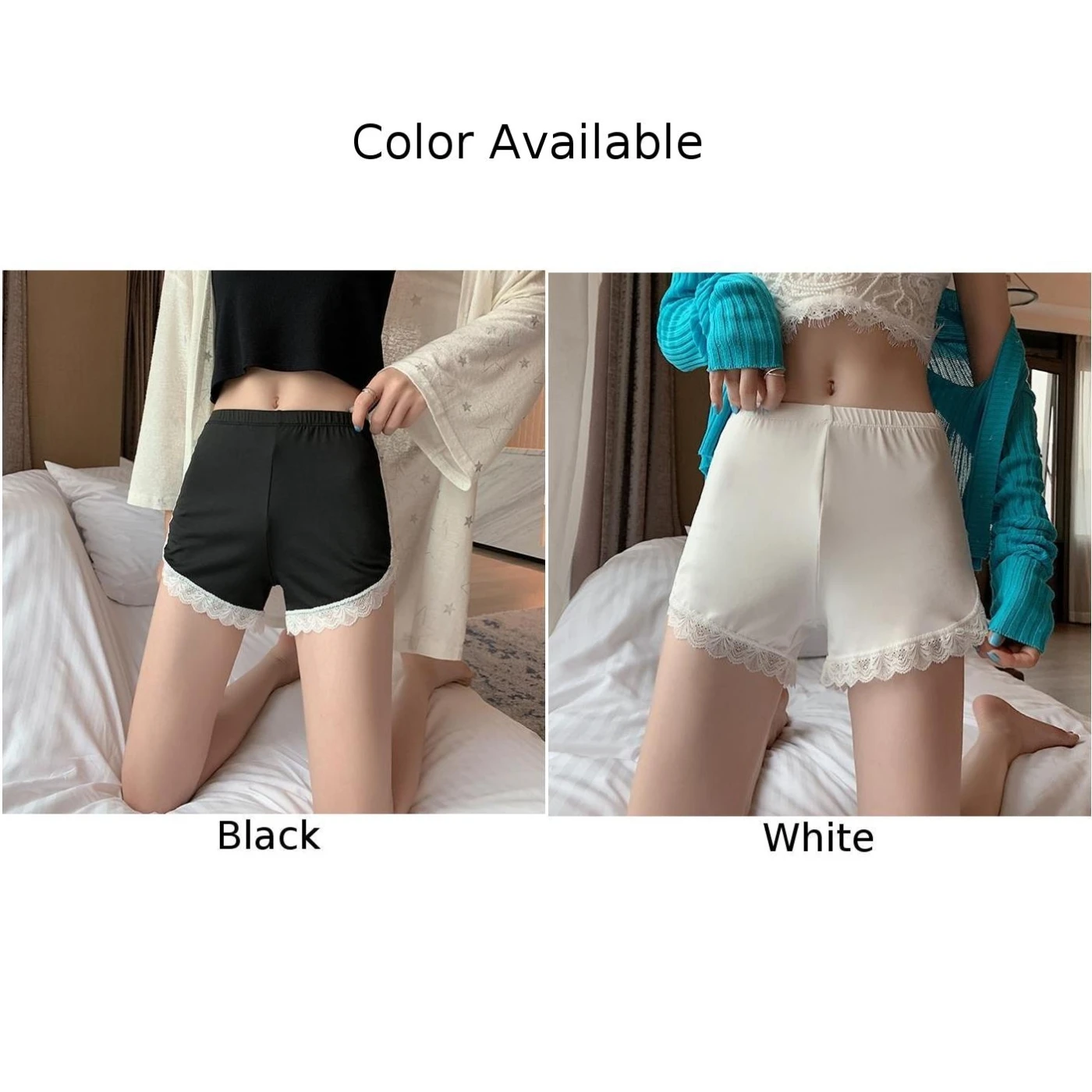 Anti Exposure Leggings Ice Silk Leggings Spring Summer Autumn Applicable Gender Female Anti Exposure Lace Shorts