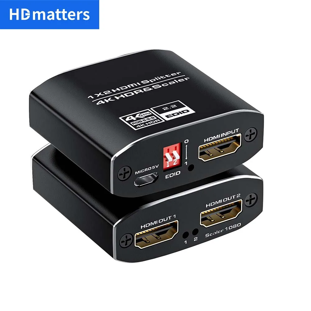 4K 60Hz HDMI Splitter 2/4-port HDMI 2.0 Splitter 1 in 4 out Splitter HDMI 2.0 4K/60Hz HDCP 2.2 for HDTV PS5 PS4 Pro Xbox Series