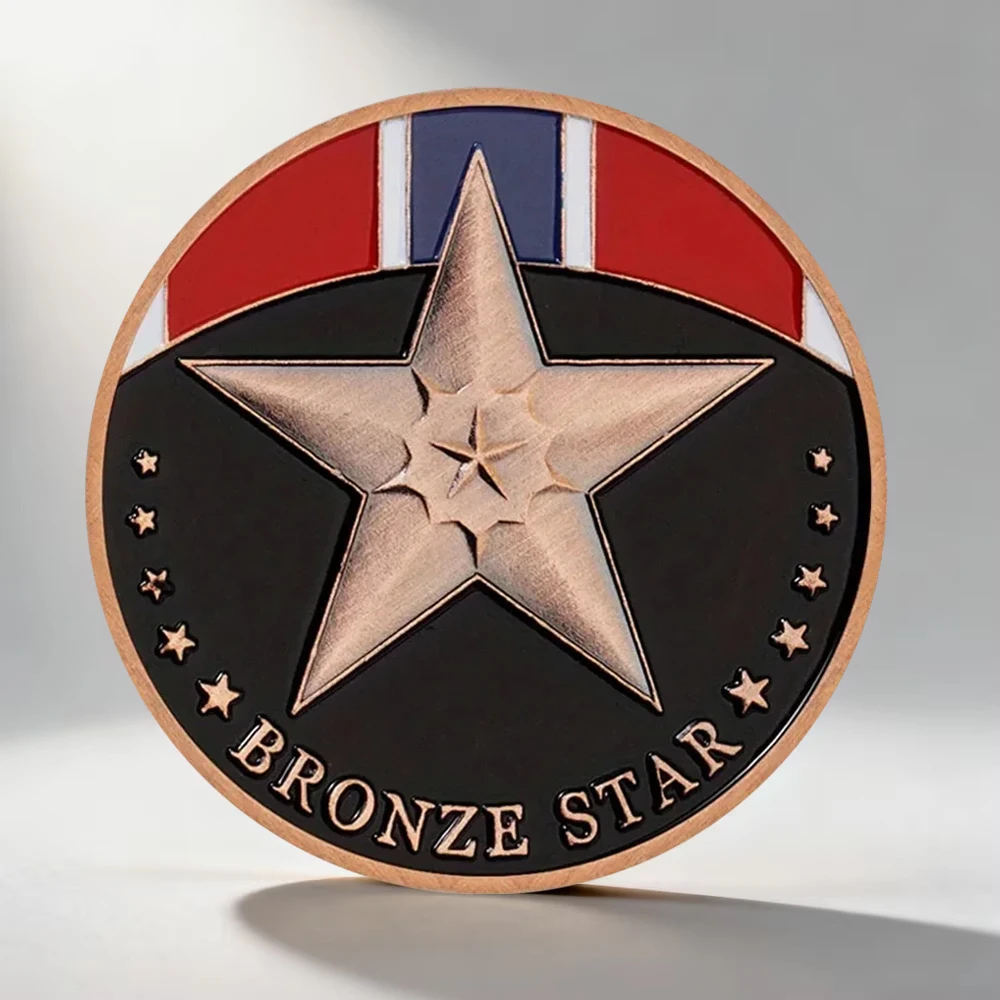 American Honor Star Bronze Plated Souvenir Coin Veteran Heroic or Meritorious Achievement Collection Coin