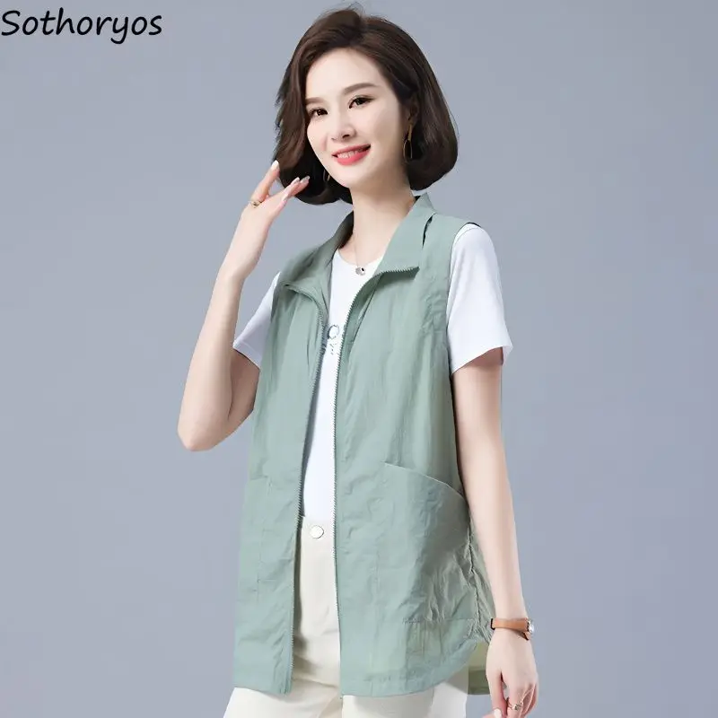 5 Colors Vests Women Baggy All-match Summer Elegant Mom Clothes Simple Office Ladies Gentle Fashion Leisure Daily Sleeveless Ins