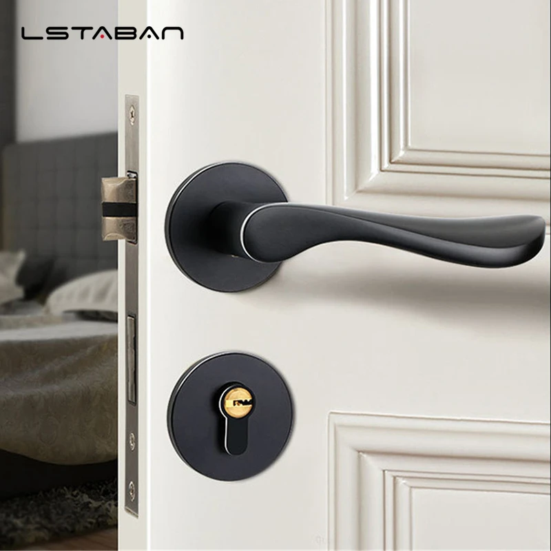 

Black Aluminum Alloy American Silent Split Lock Bedroom Kitchen Wooden Door Office Door Lock Universal Hardware Anti-Theft Lock