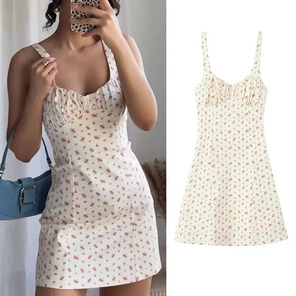 Dresses Spring Summer Cute Cottagecore Ditsy Floral Sleeveless Sweetheart Neck Mini Cami Casual Dresses For Women
