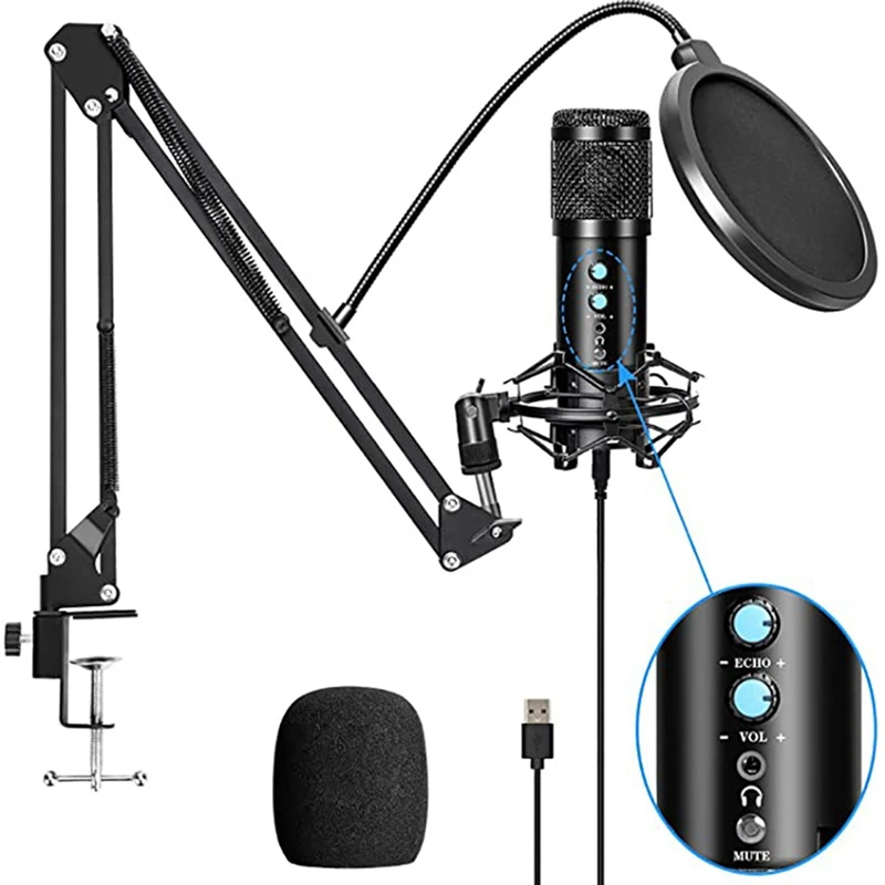 BM858 USB Condenser Microphone Kit for Computer, Professional Streaming Podcast, Live Streaming,