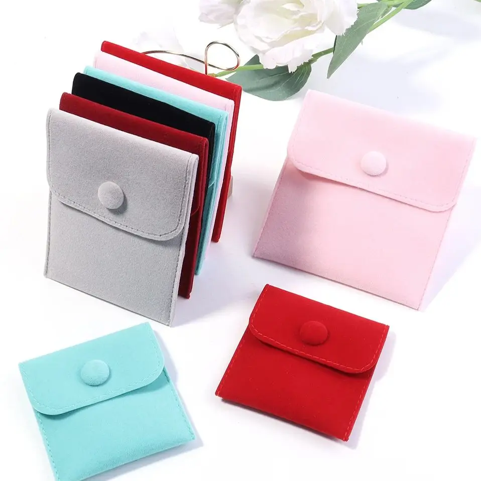 

1PC Jewellery Pouch Packaging Bag Soft Velvet Gift Bracelet Necklace Earrings Rings Storage Button Velvet Bag Custom Logo