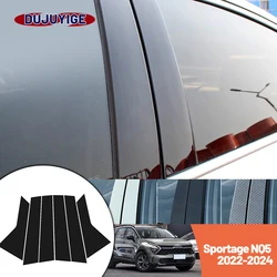 Bright black carbon fiber door and window B C Pillar sticker suitable For Kia Sportage NQ5 2022-2024 2023