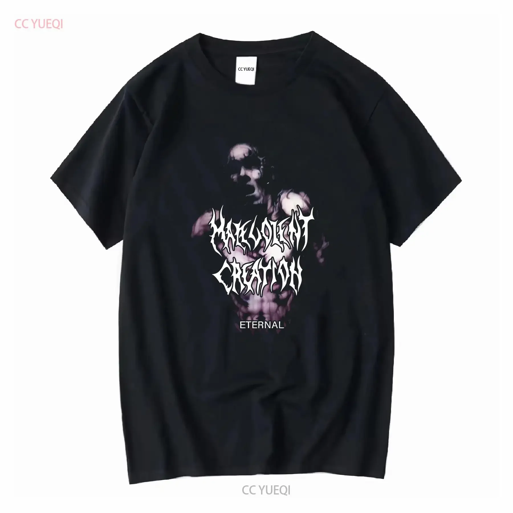 Camiseta negra 'Eternal' de Malevolent Creation, NUEVA, OFICIAL, vintage, lavada, transpirable, ligeramente versátil, ropa de diseñador