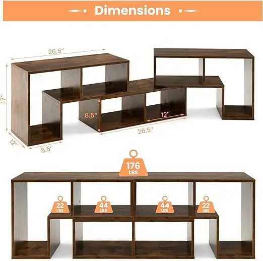 Furniture Multi-layer Grid Bookshelf Easy Assembly TV Cabinet