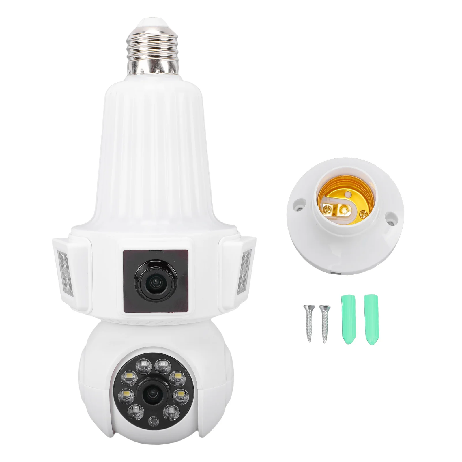 Light Bulb Security Camera E27 Socket 2.4GHz WiFi 4MP HD Camera Motion Detection Dual Lens NTP Time Sync