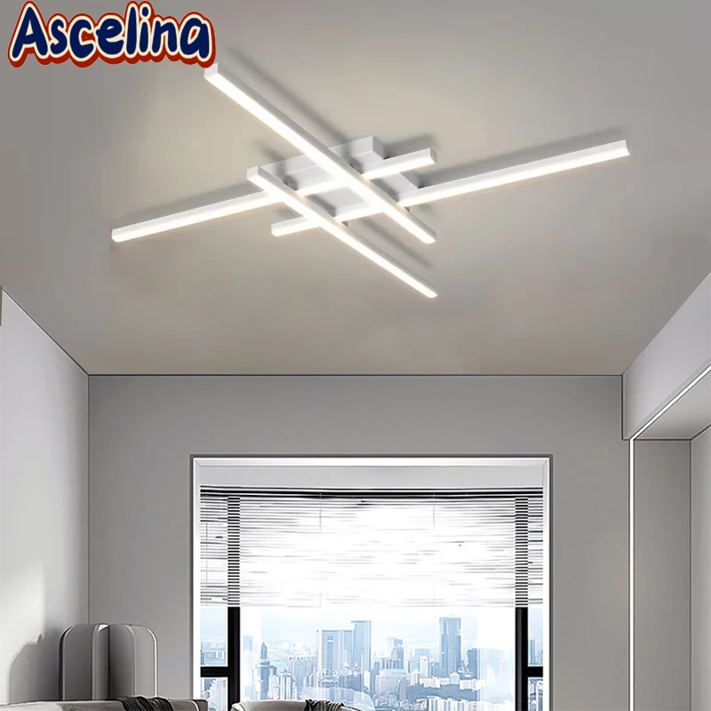 LED Modern Ceiling Light Creative Line 30/40/50cm Aluminum Lamps For Bedroom Living Room Hallway Coffee Bar Indoor Illumination 