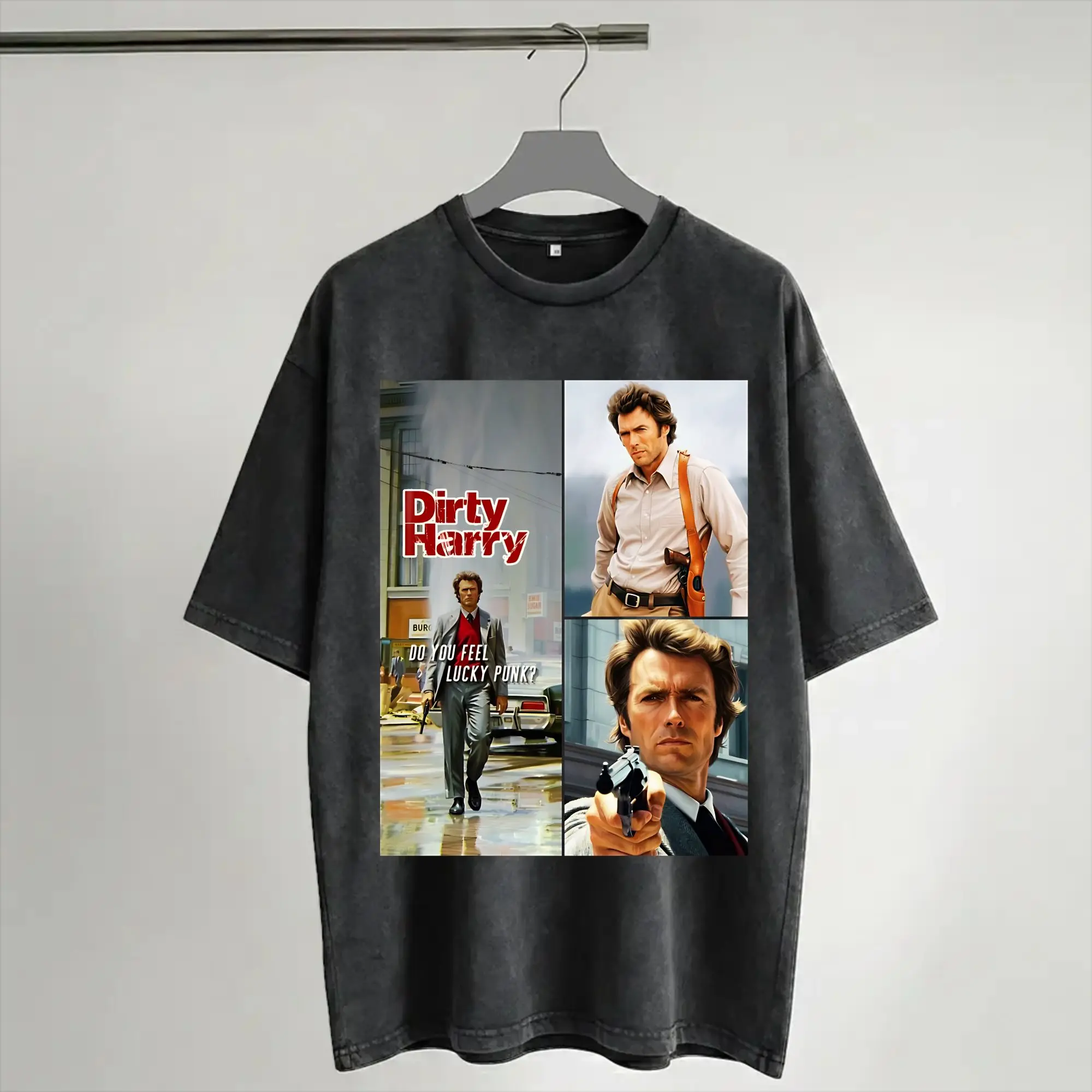 Dirty Harry Clint Eastwood Accessories Washed T Shirts for Men Women Streetwear Hip Hop T-Shirts Summer  Tees Short Sleeve