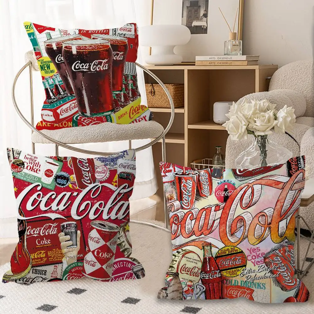 Funda de almohada con logotipo de C-COCA, funda de cojín decorativa para dormitorio, sala de estar y sofá