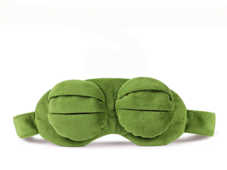 Soft Plush Sleeping Eye Mask Travel Sad Frog Eye Mask Padded Rest Aid Eye Mask 3D Blindfold Kid Adult Eye Patch Relax Massager