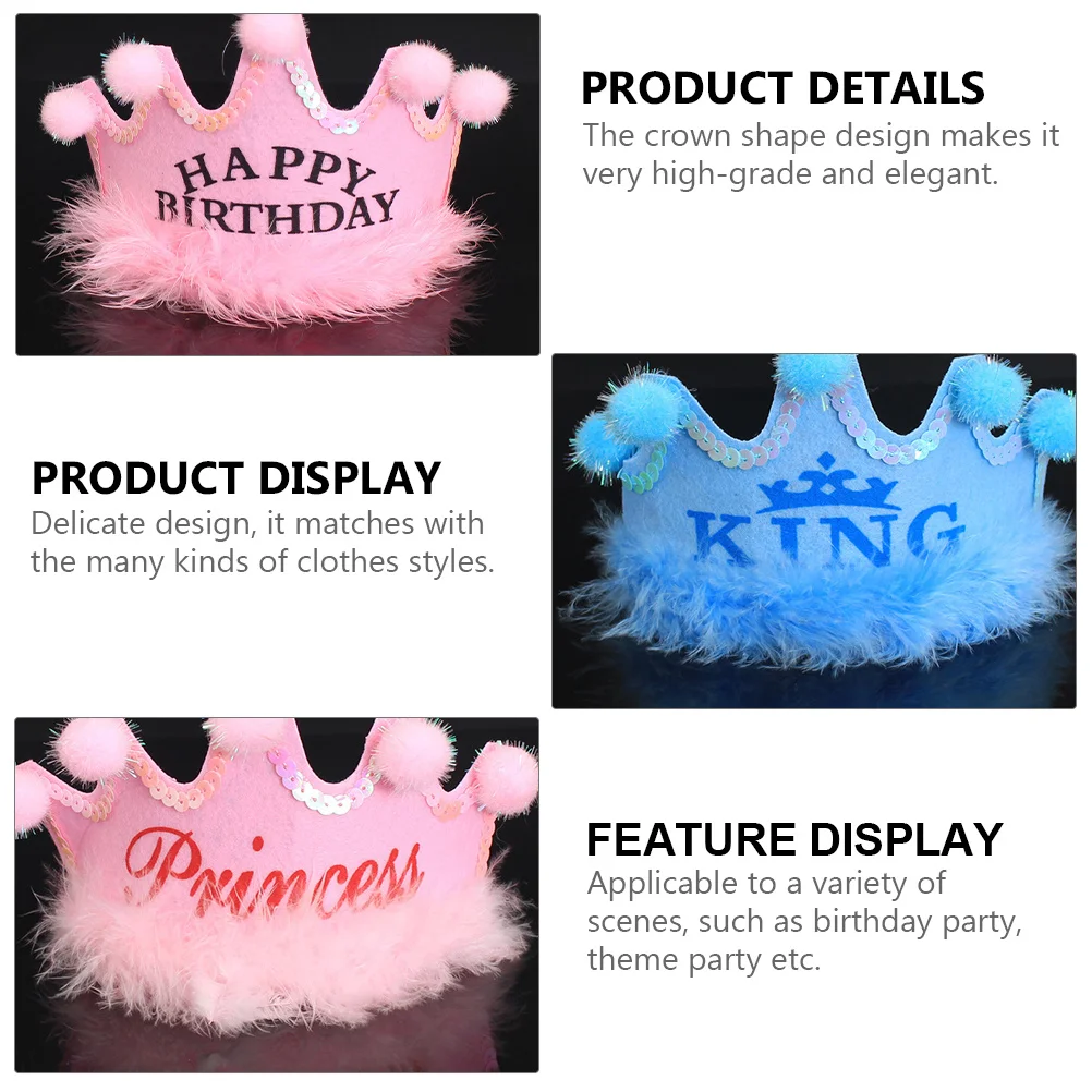 

4Pcs Birthday Party Crown Kids Cute Elegant Crown Headdress Children Decorative Hat for Birthday Celebration Party Hat Supplies