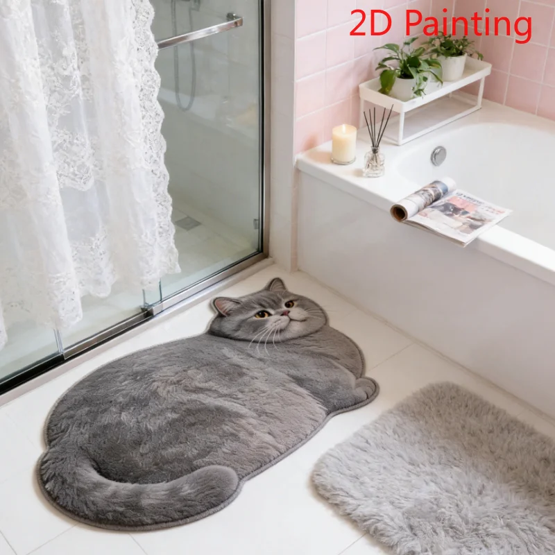 VIKAMA Tapete com estampa de gato alienígena, tapete antiderrapante para entrada, corredor, banheiro, quarto, decoração de casa