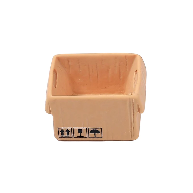 3pcs Mini Carton Express Carton 1:12 Dollhouse Miniature Resin Box Decor Furniture Kits Toys For Christmas Gif