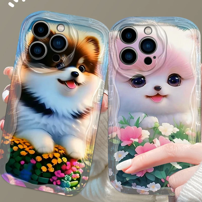 Cat Dog Cartoon Beautiful Cute For Apple iPhone 15 14 13 12 11 XS XR X Pro Max Plus Wave Oil Back Phone Case