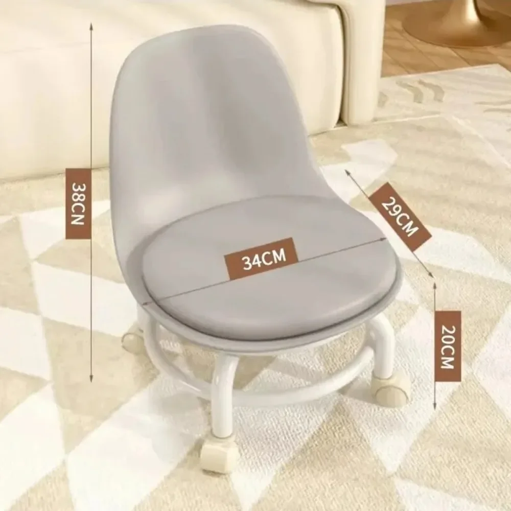 Household Backrest Pulley Low Stool Modern Simple Universal Wheel 360 Degree Rotating Versatile Waist Protection Round Stools