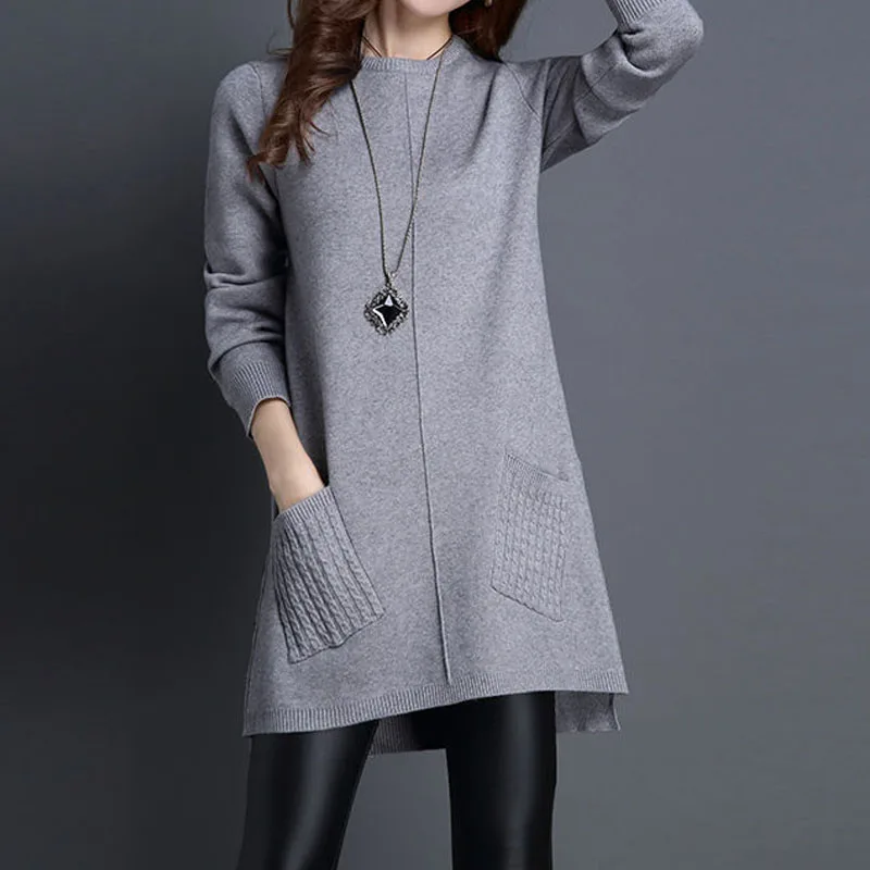 Moda femminile tinta unita semplicità pullover lavorati a maglia pendolari maglioni a maniche lunghe tutto-fiammifero autunno inverno abbigliamento donna