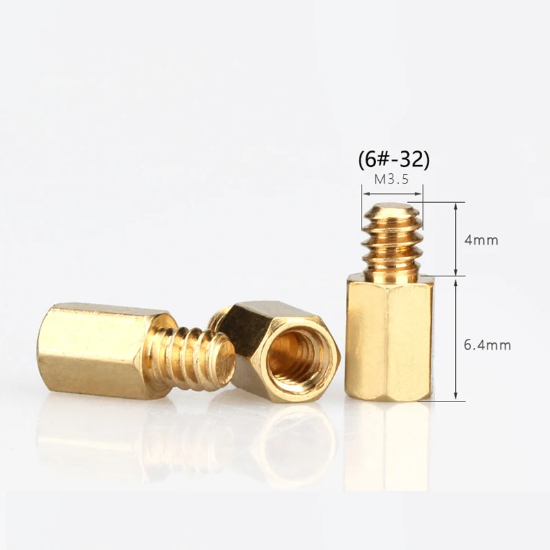 6#-32X6.4+4mm PCB Computer PC Motherboard Standoff Spacer Hex Brass Spacing Screws Threaded Pillar Female Male Standoff Spacer