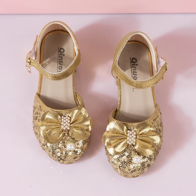 

2024 Children Princess Leather Shoes for Girls Summer New Fashion Party Style Comfortable Low-heels Chic Versatile Dress Shoes