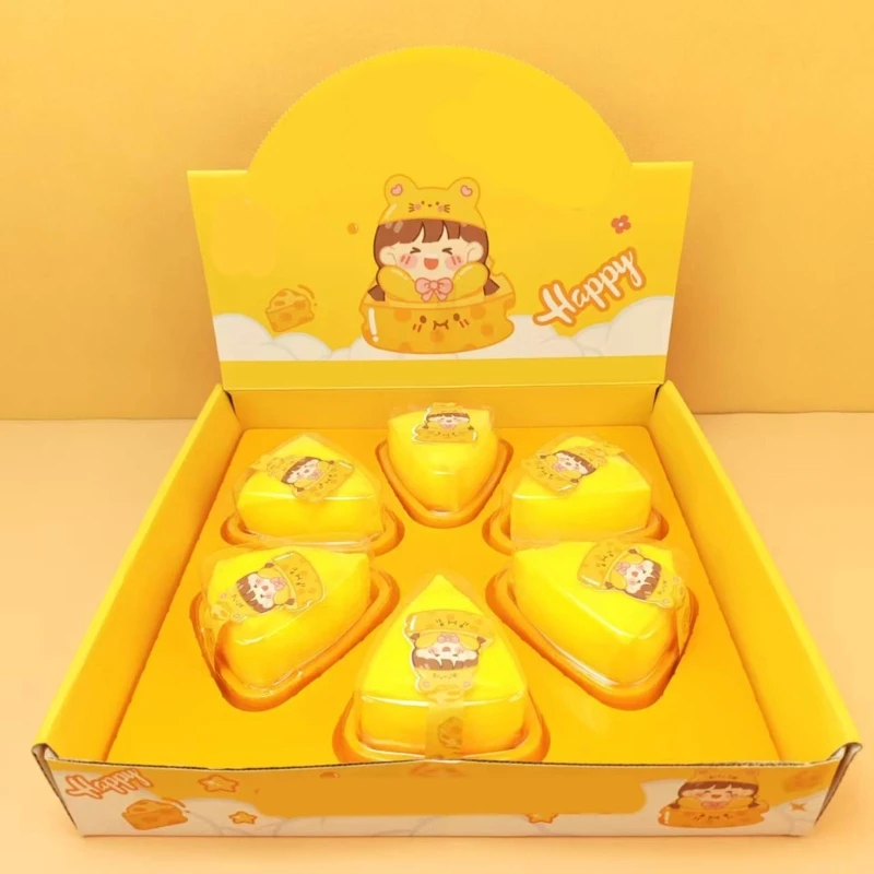  6PCS/LOT TPR Cheese Pressing Items Stress Relief For Office School Home
