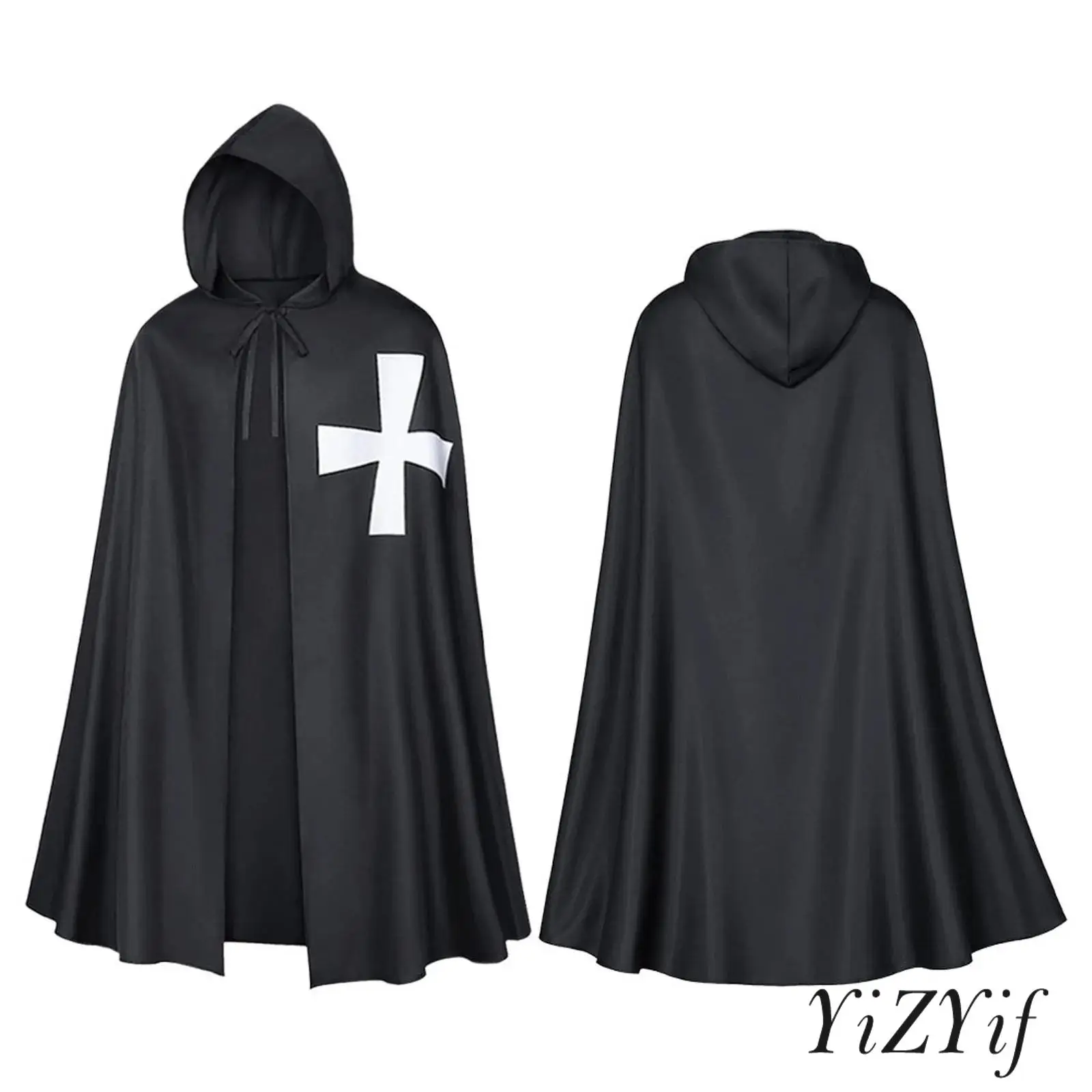 

Unisex Crusader Costume Cape with Embroidered Symbolism Church Religion Cloak for Halloween Dress Up Theater Productions
