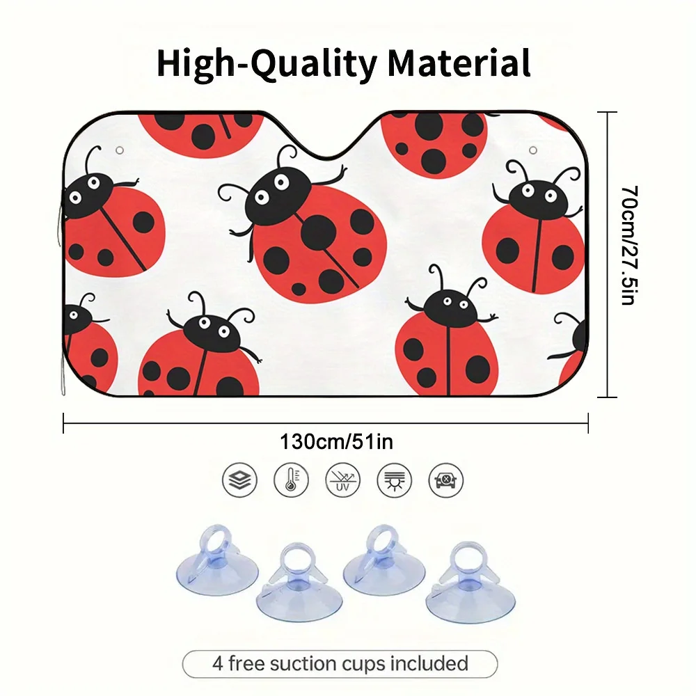 1pc Red Ladybug Parade Car Sun Visor, Suitable For All Types Of Drivers, Blocks Direct Sunlight, Improving Driving Safety.