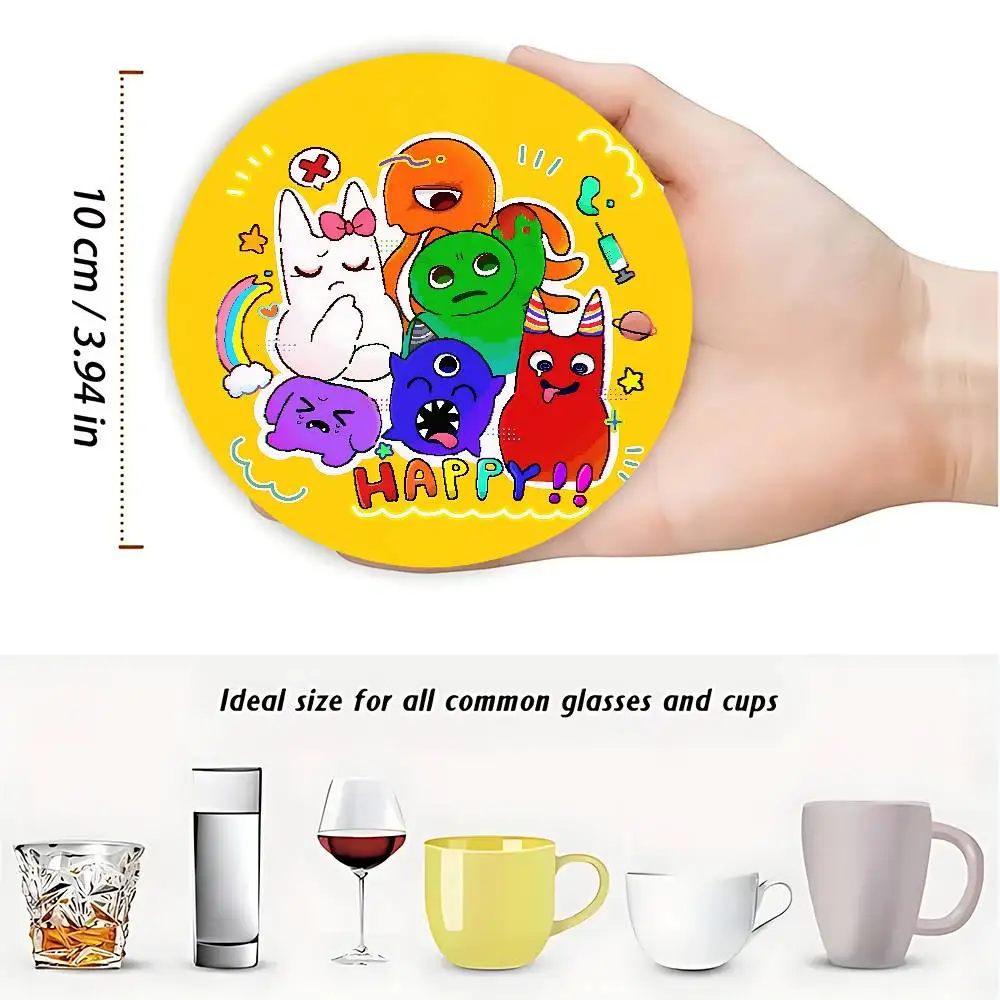 Game G-Garten of B-Banban Round Wooden Coasters For Cute Design Suitable for Drinks Tea,Coffee Home Perfect Gift 3