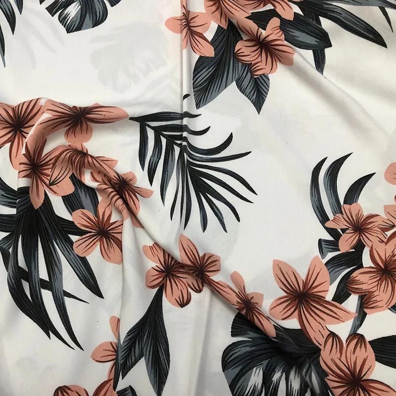 1 meter X 1.48 meter Quality Viscose Fabric Rayon Poplin Dress Shirt Material Wholesale black and white flower style 190g/m