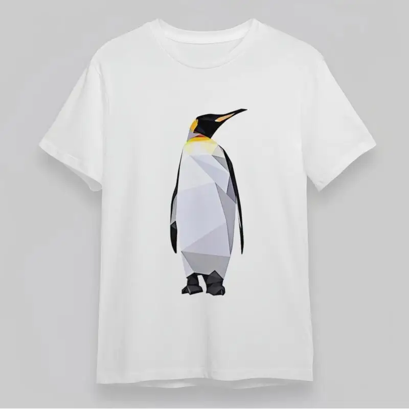 Men'S Fashion Round Neck Classic T Shirt Black Yellow Geometric Penguin Art