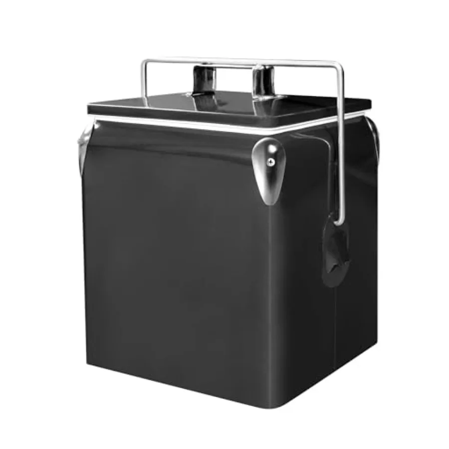 

Retro Ice Chest Cooler with Bottle Opener 13L 14Qt,Stainless Steel Vintage Style Ice Bucket for Camping, Party, Beach, Picnic,