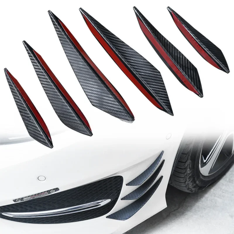 

Universal Car Modified Wind Knife Automobile Exterior Decoration Carbon Stripe Front Bar Spoiler PVC Auto Bumper Strip 6pcs/set